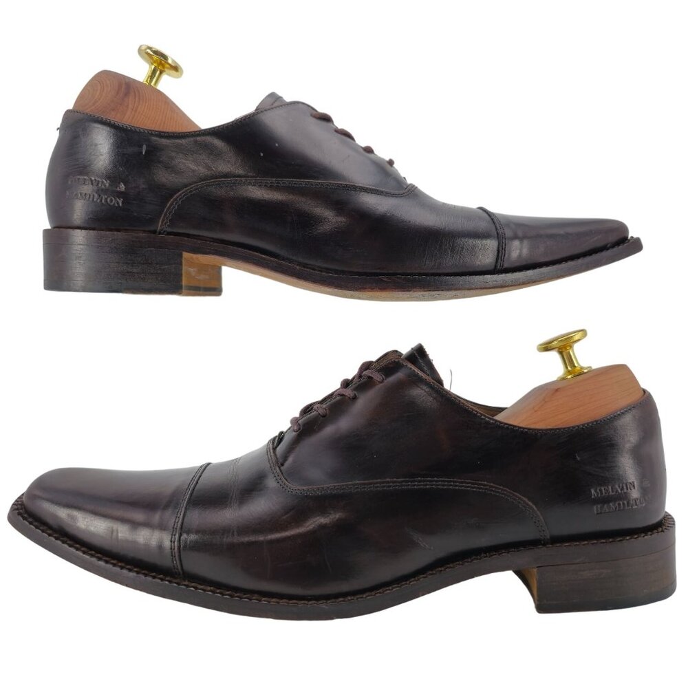 Melvin and Hamilton Mens 6D / 38EU Dark Brown Leather Dress Shoes Cap-toe Oxford - Picture 4 of 14